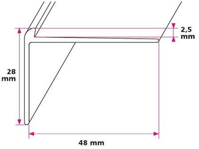 Trappeforkant til 2,5 mm. linoleum, stor - midthullet 