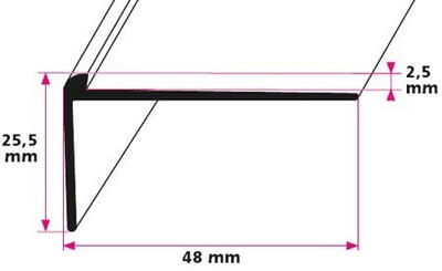 Trappeforkant til 2,5 mm. linoleum, stor - midthullet 