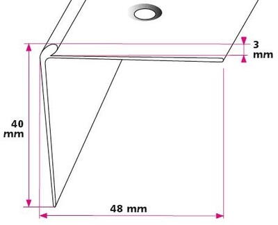 Trappeforkant til 3 mm. linoleum, stor - midthullet 