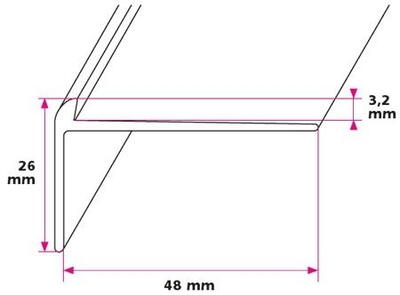 Trappeforkant til 3,2 mm. linoleum, stor - midthullet 
