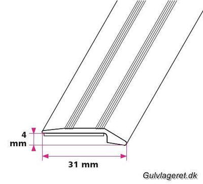 2-5 mm. overgangsprofil med næb - selvklæbende 