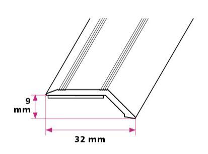 6-9 mm. overgangsprofil med næb - selvklæbende