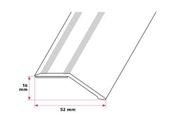 14-16 mm. overgangsprofil med næb - selvklæbende 