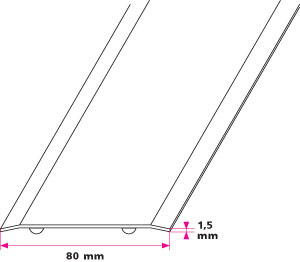 80 mm. buet overgangsprofil - selvklæbende 