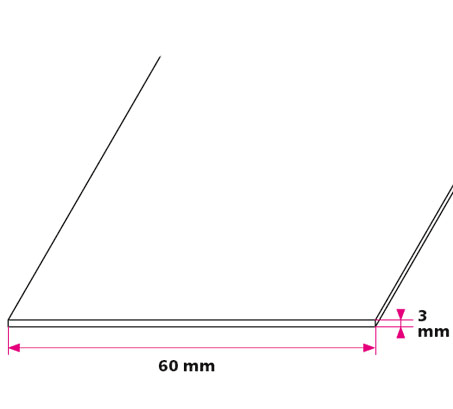 60x3 mm. Brandskinne - u/huller 