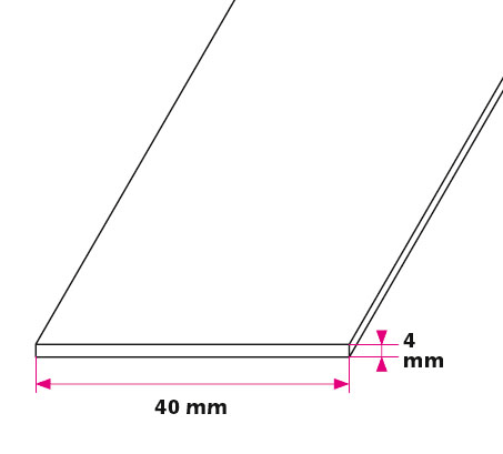 40x4 mm. Brandskinne - u/huller 