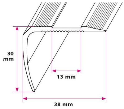 38x30 mm. Trappeforkant - midthullet 