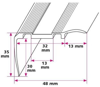 48x35 mm. Trappeforkant til tæppe - midthullet 
