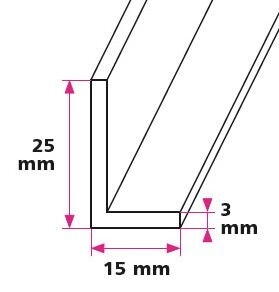 15 x 25 x 3 mm vinkelprofil - u/huller 