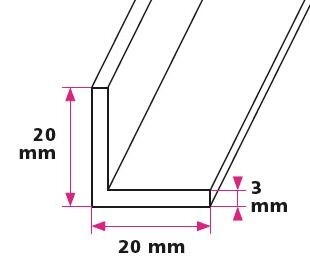 20 x 20 x 3 mm vinkelprofil - u/huller 