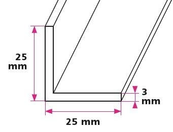 25 x 25 x 3 mm vinkelprofil - u/huller 