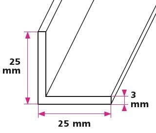 25 x 25 x 3 mm vinkelprofil - u/huller 