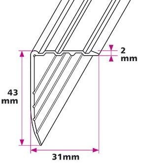43 x 31 mm Vinkelprofil - midthullet 