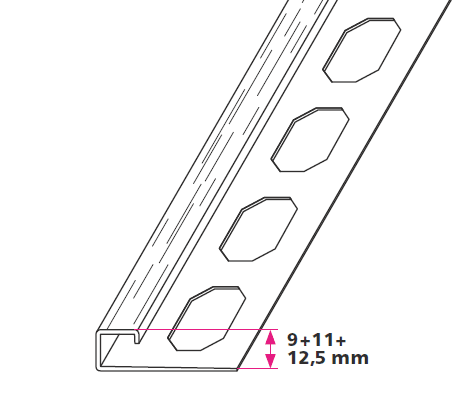 Klinkeprofiler, Firkant afslutning - u/huller 