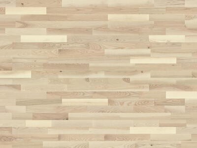 Trægulv - Ask 3-stav Lamelparket, Standard, Hvid matlak