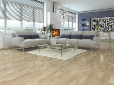 Trægulv - Eg 3-stav Lamelparket, Hvid matlak