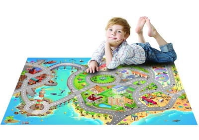børnetæppe med bilbane - Havnebyen