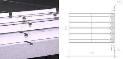 Nordic Fos, gulvvarmeplade 25 mm. til 16 mm. slange