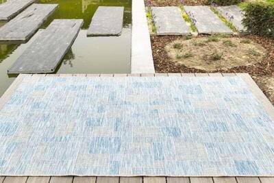 Terazza Ivory Silver/Blue - Udendørs tæppe 