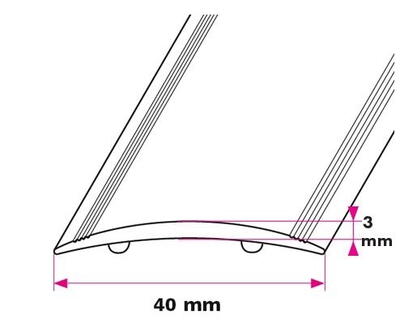 40 mm. buet overgangsprofil HD - selvklæbende 