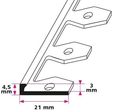 3 mm. flex afslutningsprofil - midthullet 