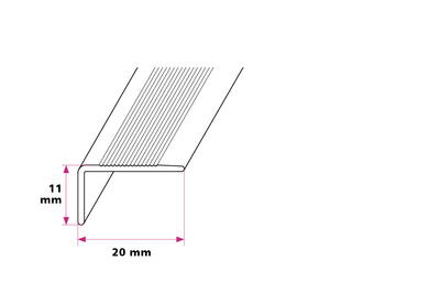20x11 mm. Vinkelskinne - selvklæbende 