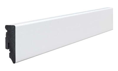Hvidt fodpanel, 15 x 50 mm. - Vandfast 