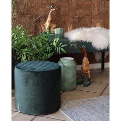 Ejby Puf i mørkegrøn velour - UDSOLGT TIL UGE 9