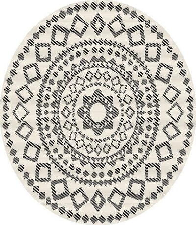 Udendørs rundt tæppe, Ornament Night Ø 200 cm.