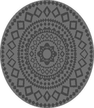 Udendørs rundt tæppe, Ornament Night Silver Ø 200 cm.