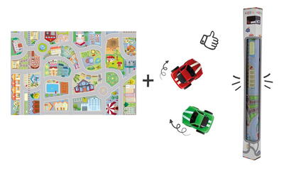 Legetæppe med veje inkl. 2 biler
