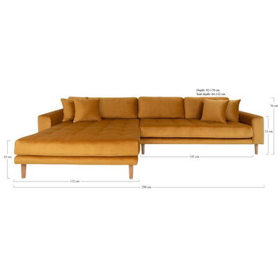 Lido Lounge Sofa - venstrevendt i sennepsgul velour 