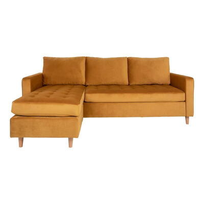 Firenze Sofa, Sennepsgul velour med træben 
