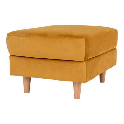 Bologna Puf, I sennepsgul velour med træben 
