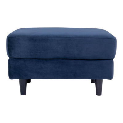 Bologna Puf, Mørkeblå velour med træben 