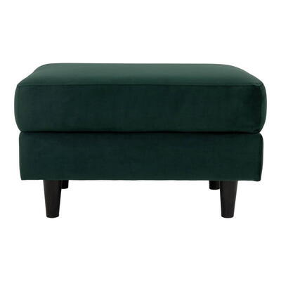Bologna Puf, I mørkegrøn velour med sorte ben 