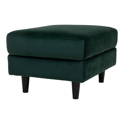 Bologna Puf, I mørkegrøn velour med sorte ben 