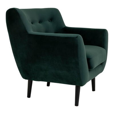 Monte Lænestol, Mørkegrøn velour med sorte ben 