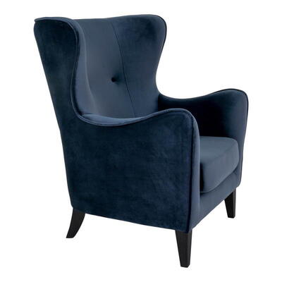 Campo Lænestol, Mørkeblå velour med sorte ben 