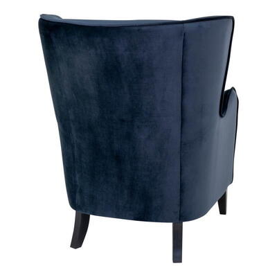 Campo Lænestol, Mørkeblå velour med sorte ben 