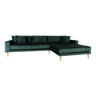 Lido Lounge Sofa - Sofa venstrevendt i mørkegrøn velour 
