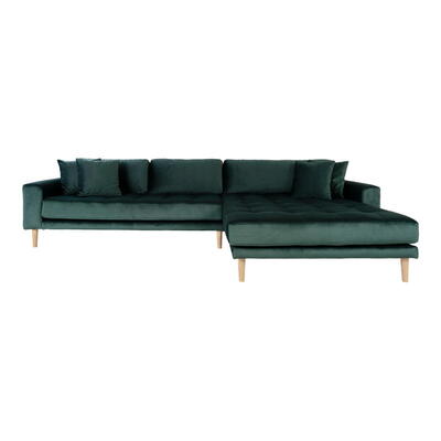 Lido Lounge Sofa - Sofa venstrevendt i mørkegrøn velour 