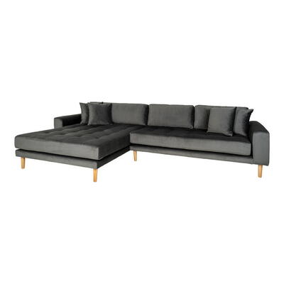 Lido Lounge Sofa - Sofa venstrevendt i mørkegrå velour 