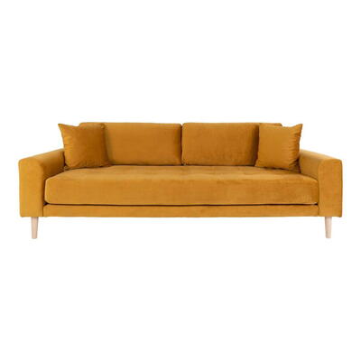 Lido 3 Personers Sofa - Sofa i sennepsgult velour 