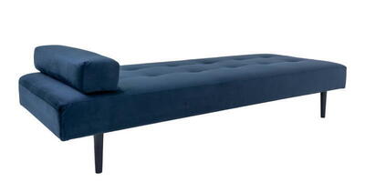 Capri Daybed, mørkeblåt velour med sorte ben 