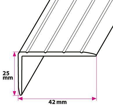 42 x 25 mm Vinkelprofil u/huller 