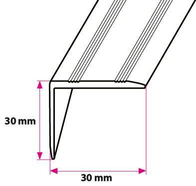 30 x 30 mm Vinkelprofil u/huller 