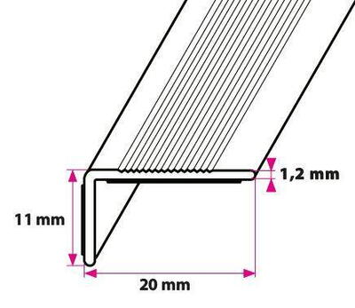 20 x 11 mm Vinkel Mat Alu