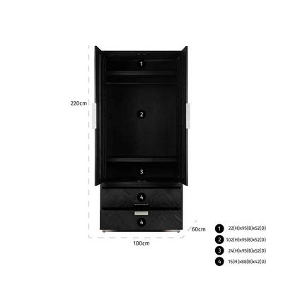 Garderobeskab Blackbone Sølv 2-Døre 2-skuffer