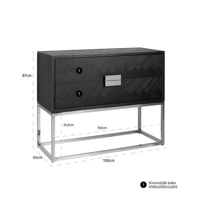 Kommode Blackbone Sølv 2 skuffer